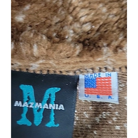 Vtg 90's Mazmania Puppies zip up fleece jacket XL Very Warm Brown Black Dogs EUC - Picture 7 of 10